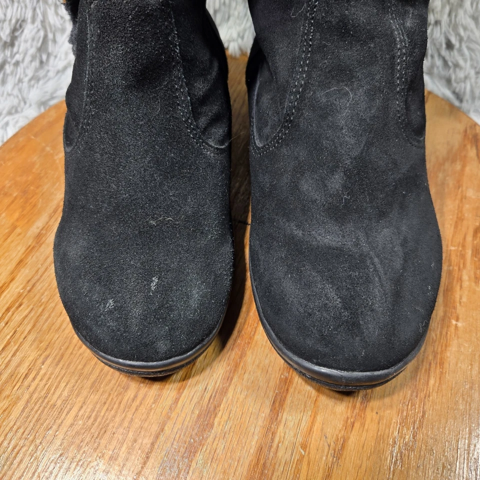 Botas de invierno blancas Mounitan vintage de gamuza tántalo a media pantorrilla negras  Foto 3 de 4