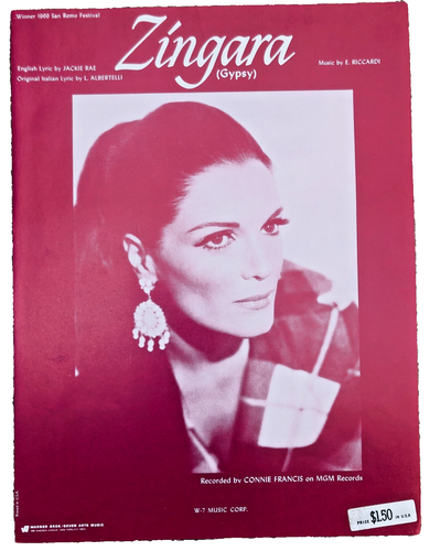 Spartiti Connie Francis RiP 7/16 ZINGARA (Gypsy) Vincitore 1969 Festa di Sanremo
