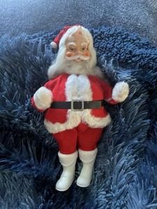 VINTAGE 1950’s SANTA CLAUS RED SUIT WHITE BOOTS 11 1/2 INCH HOLIDAY DECOR RETRO