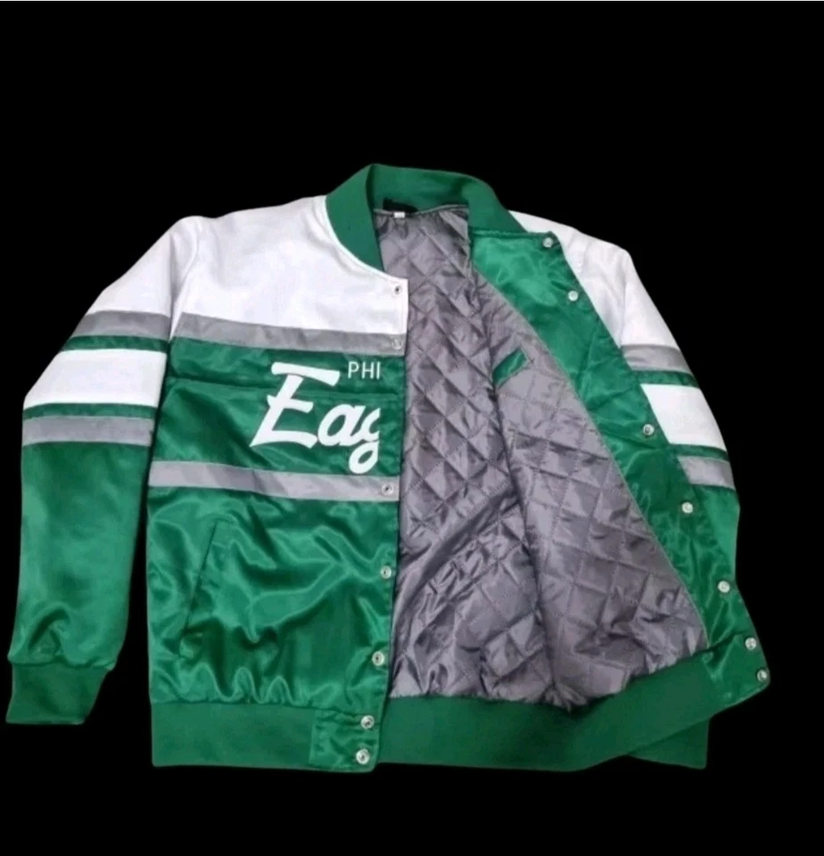 Chaqueta Bomber Philadelphia Eagles NFL Satén Talla Mediana NEGRO VIERNES SUPER VENTA Foto 2 de 4