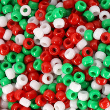 Christmas Pony Beads for Bracelets Making Kit, 1200Pcs 6x9mm Kandi Beads, Hair