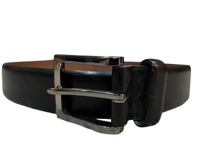 Mens Size Small 30 Black Genuine Leather Belt Silver Tone Buckle Canada Bosca