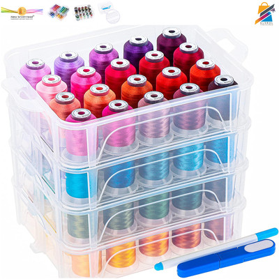Embroidery Thread 80 Spools Janome Compatible Polyester Box Robison Colors