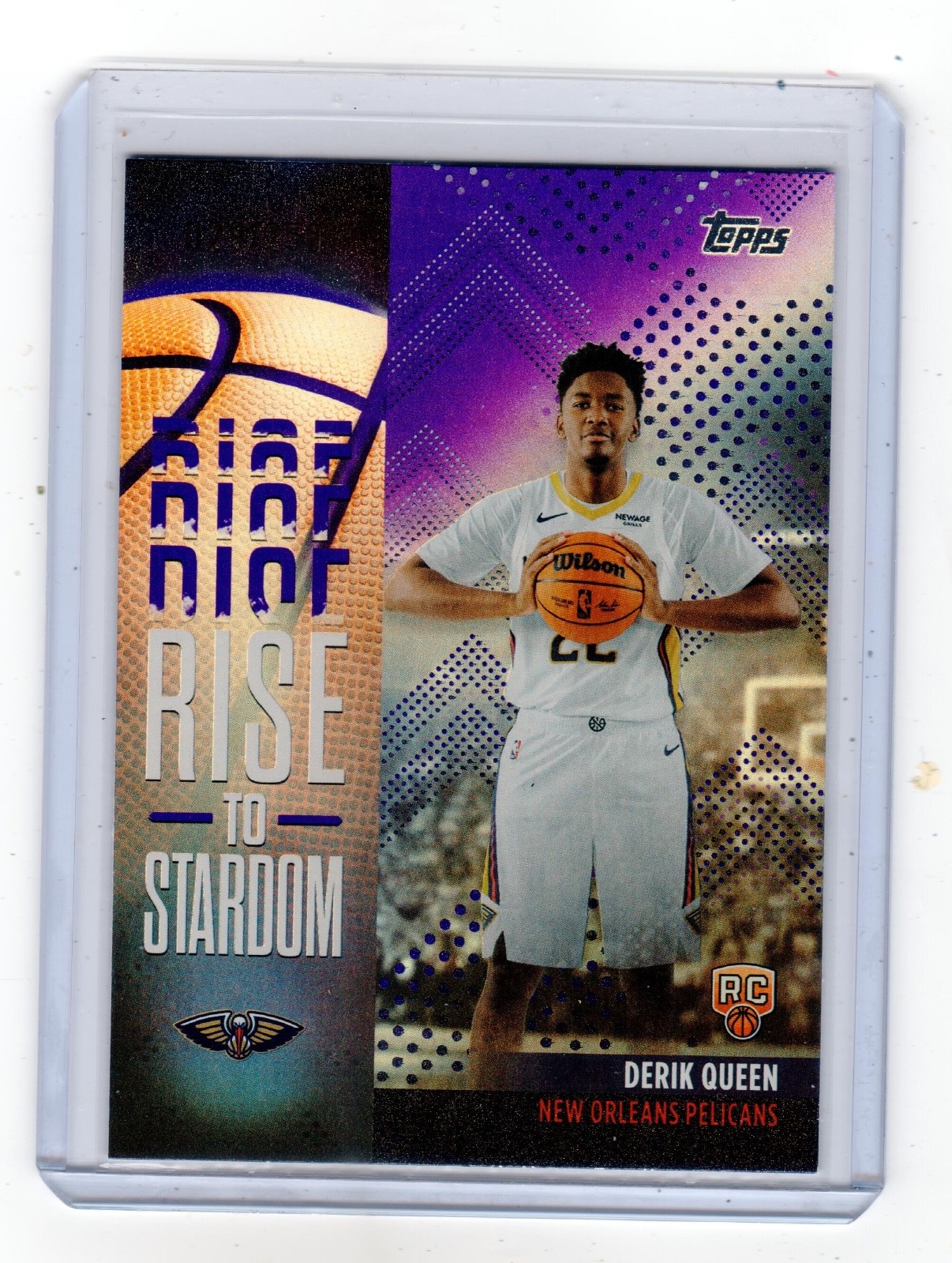 2025 - 26 TOPPS DERIK QUEEN PURPLE FOIL RISE TO STARDOM ROOKIE 29/250 PELICANS