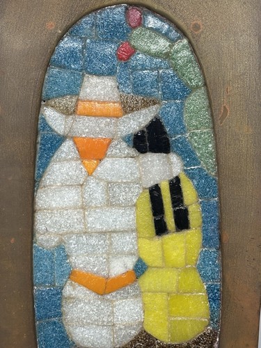 VTG SALVADOR TERAN TAXCO MEXICAN MODERNIST MOSAIC BRASS PLAQUE LOVERS ENAMORADOS - Picture 4 of 13