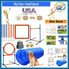 Dog Agility Training Kit 60-Piece Obstacle Course Tunnel Hurdles Toys