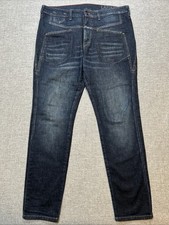 Marithe Francois Girbaud Navy Denim Jeans Mens 36x31 Dark Wash Panels X Pockets