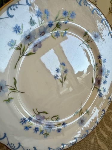 Six Vintage Shelley Blue Rock Tea Plates 6” 1940s 13546 Scroll Boarder & 13591 - Picture 6 of 13