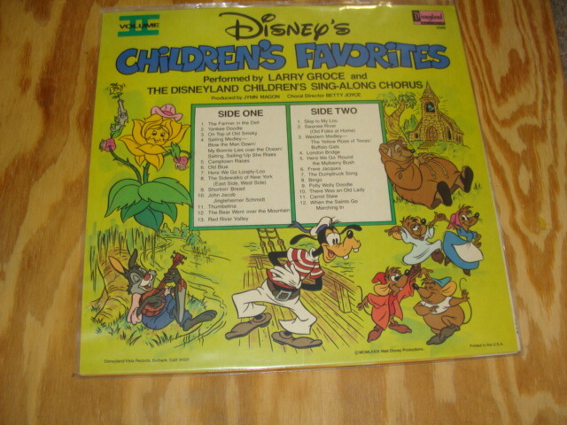 VINYL RECORD DISNEYLAND WALT DISNEY'S CHILDREN'S FAVORITES VOLUME