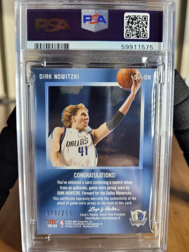 2003 FLEER MYSTIQUE SKYVIEW DIRK NOWITZKI GAME WORN JERSEY # /250 PSA 5 - Picture 2 of 3