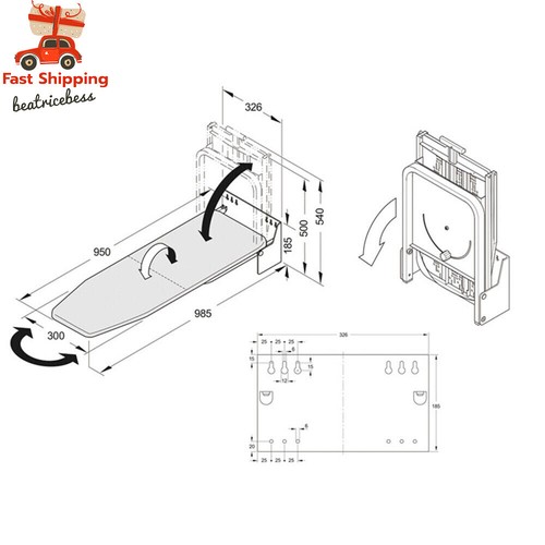 Wall-Mounted 180° Swivel Foldable Space Saving Ironing Board Household White USA - Picture 2 of 11