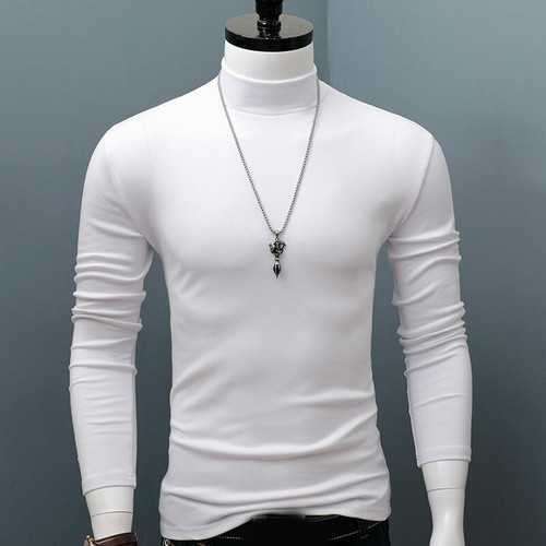 Herren Rollkragen Langarm T-Shirt Einfarbig Basic Tee Extra Weich Winter Warm Tops - Bild 13 von 17