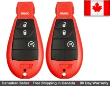 2x New Replacement Keyless Entry Remote  Key Fob For Chrysler Dodge Jeep * RED *