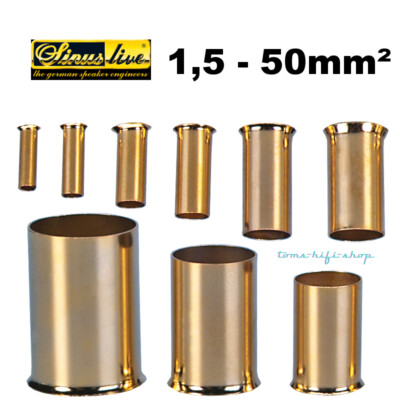 SinusLive AE-4 Aderendhülsen Set 12x 4mm² 4qmm für Lautsprecherkabel vergoldet