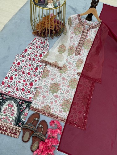 INDIAN PAKISTANI DESIGNER SALWAR KAMEEZ WITH DUPATTA PARTY WEAR - Bild 4 von 7