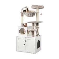 Cat Tree with Litter Box Enclosure, 2-in-1 Cat Tower for Indoor Cats, Large C...