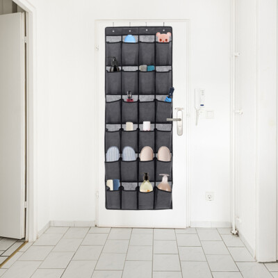 Hanging Shoe Toiletries Storage Organizer w/ 24 Mesh Pocket Over Door Hat  Rack UK