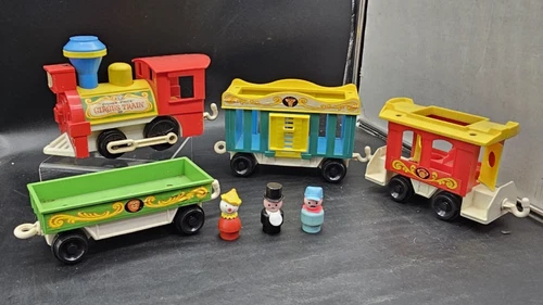 Fisher Price Little People Circus Train Set #991 w/ Ringmaster Clown Vtg 1973