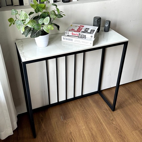 Glossy Solid Real Stone Hallway Console Table Narrow Entryway Tables Load 50KG - Picture 7 of 18