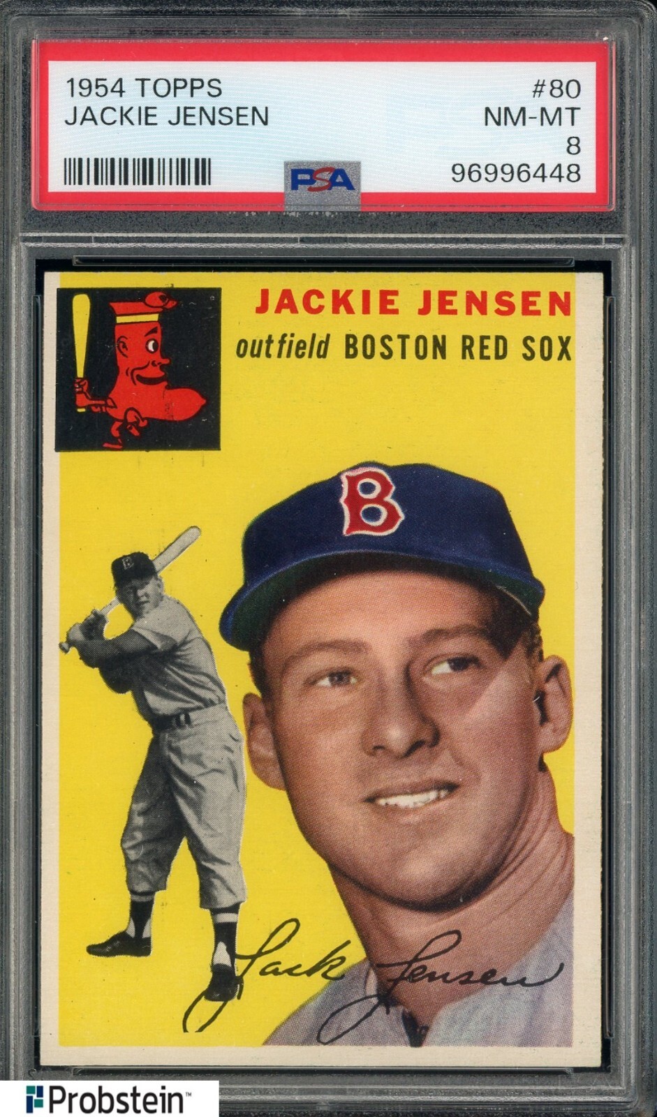 1954 Topps #80 Jackie Jensen Boston Red Sox PSA 8 NM-MT