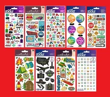 Sticko Stickers GREAT OUTDOORS CAMPING TRAVEL VACATION ROAD TRIP GLOBE AIRPLANE