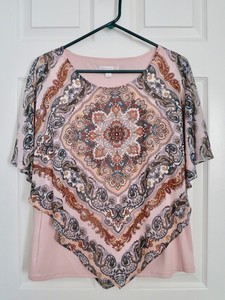 Westport 1962 Peach Pull Over Layer Flutter Top Dress Barn With