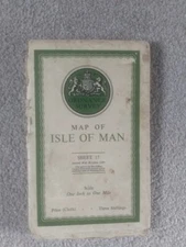 1942 ISLE of MAN Ordnance Survey Vintage Cloth Map (2nd War Revision)