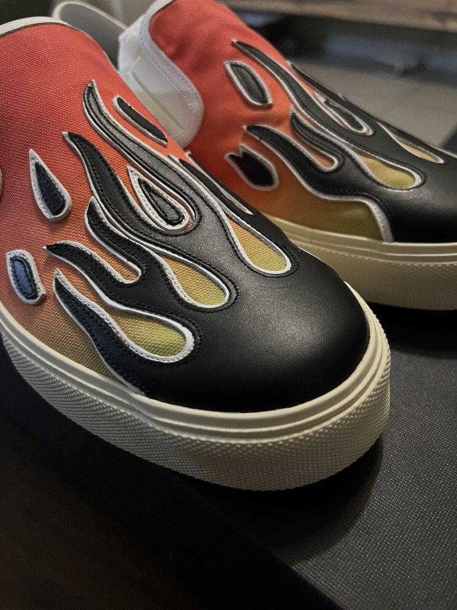 AMIRI Flame Slip-On Sneakers Size EU 43 / US 10 NEW IN BOX Amiri Flame Slip On Mens 43 Sneakers Multicolor Black White  main image 4