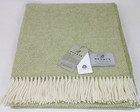 New Bronte by Moon Sage Green Herringbone 100% Merino Lambswool Throw Blanket