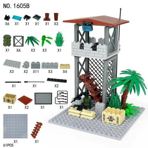 Military Base Bunker Tower Army Building Blocks Minifigures WWII Scene Weapons - Picture 5 of 33