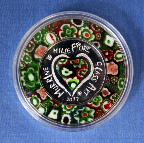 2017 Cook Is 20g Silver Proof $5 "Murinne Millefiori Glass Art" in Case with COA - Picture 2 of 5