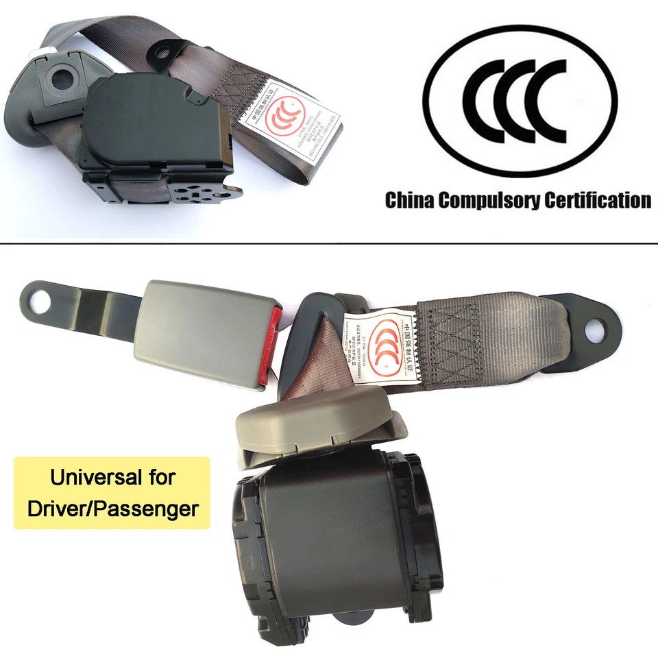 For Toyota 3-Point Universal Safety Seat Belt Hard Buckle Seatbelt Kit Dark Gray - image 2 of 4