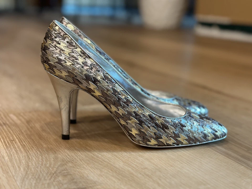 Zapatos de salón para mujer Rene Caovilla 39 dorados plateados Foto 3 de 4