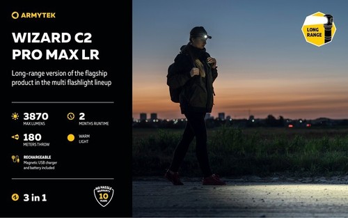 Lampe Frontale Armytek Wizard C2 PRO MAX LR WARM Magnet USB 3870 Lumens - Imagen 2 de 23