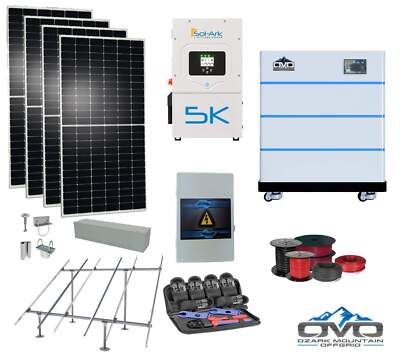 2.2KW Complete Offgrid Solar Kit + 5K Sol-Ark Inverter + 15.36KW OMO Stack Lithi