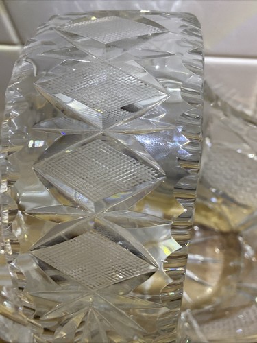Beautiful Bohemian Hand Cut Crystal Basket Very Heavy Lovely Condition - Picture 20 of 20