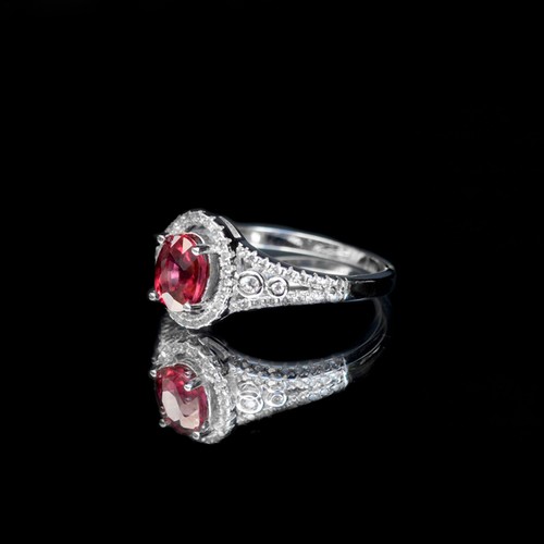 Anillo de plata Myanmar espinela roja sin tratar ovalado natural de 13,12 quilates 7,5 EE. UU. - Imagen 3 de 6
