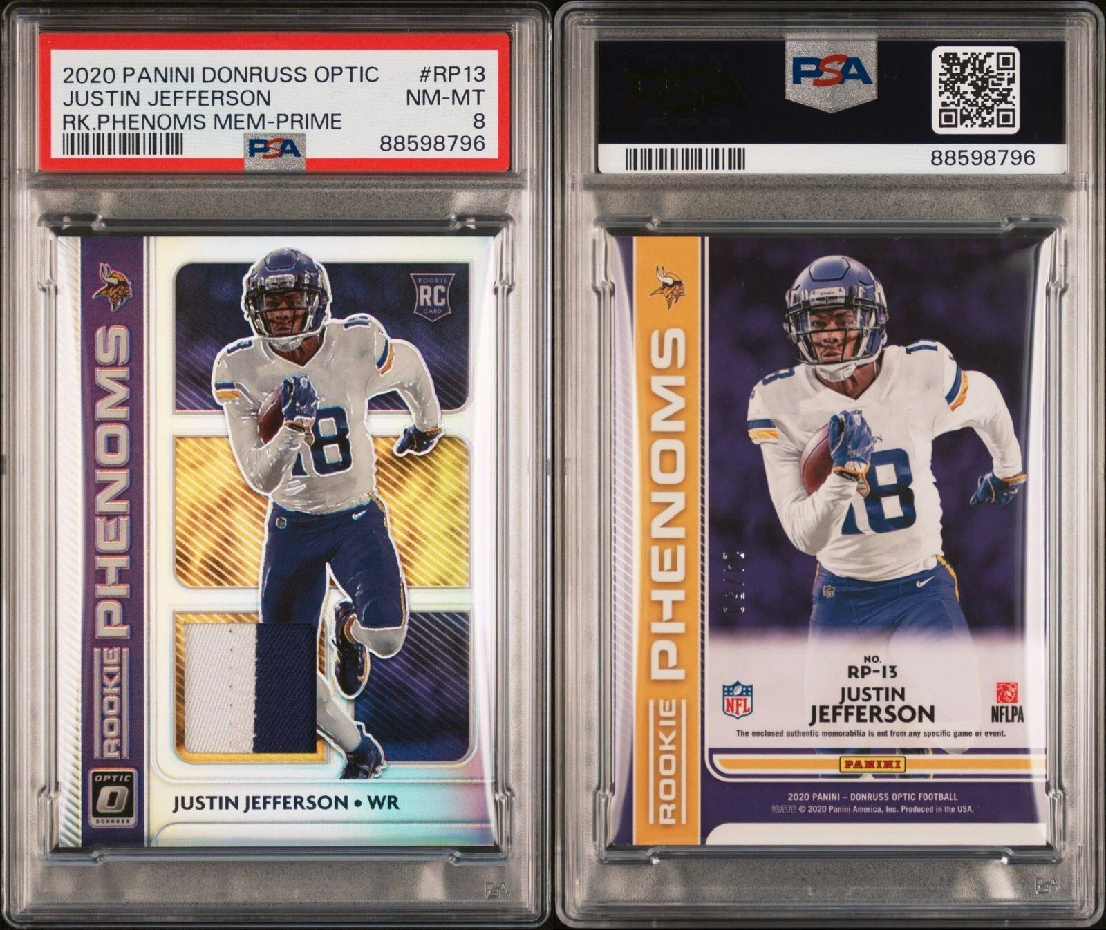Justin Jefferson Panini Donruss Optic Rookie Phenoms Memorabilia #RP13 Prime