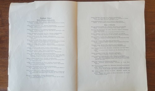 1933 UT University of Texas Commencement Exercises Booklet Program Graduation - Picture 4 of 5