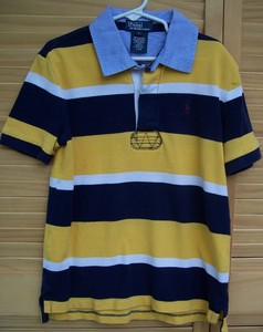 navy blue striped polo shirt 