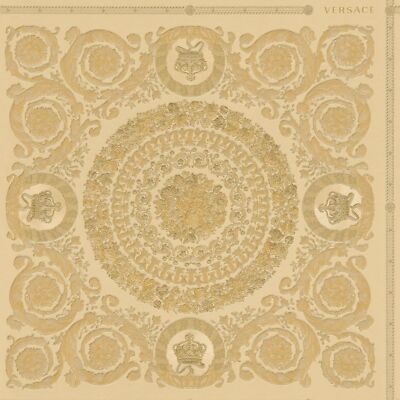 Profhome 370554-GU Barock Tapete Ornament glänzend gold gelb 7,035 m2