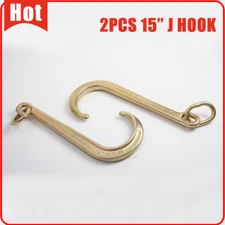 2X J Hook Grade G70 15" Inch Heavy Duty Tow Axle Wrecker Roll Back Clevis 5400