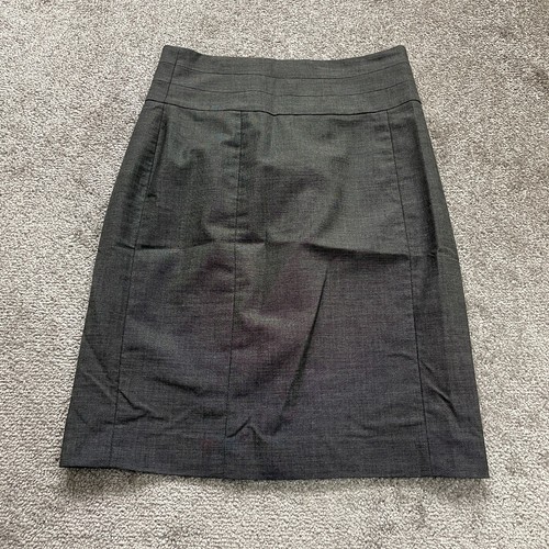H&M Pencil Straight Skirt Womens 38 Gray Classic Back Zip Slit Knee Length Work