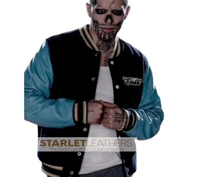Mens Jacket Suicide Squad EL Diablo Varsity Lettermen Synthetic Wool and  Leather UK