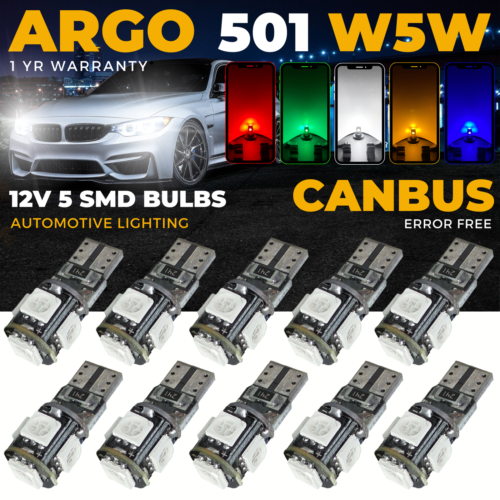 AMPOULES LED VOITURE T10 501 SANS ERREUR CANBUS 5 SMD XENON BLANC W5W AMPOULE LATÉRALE - Photo 24 sur 83