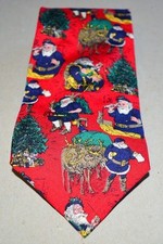 VTG FERRELL REED for Hillhouse ltd Santa Christmas 100% Silk USA Made Tie