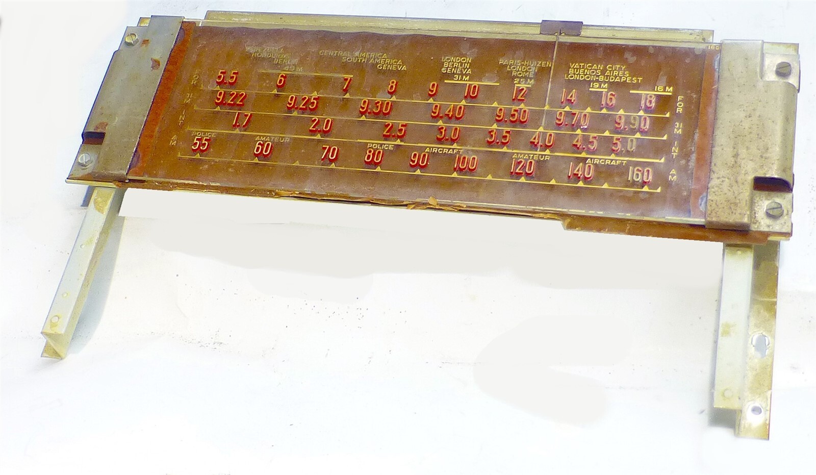 Antique radio make and model unknown glass dial station indicator plate