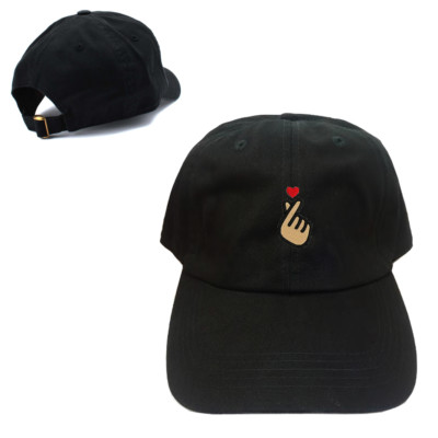 Finger Heart Dad Hat Black 100% cotton KPOP Love