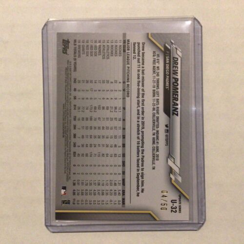 2020 Topps update Drew Pomeranz #U-32 padres Mother’s Day Hot Pink 4/50 made - Picture 2 of 2