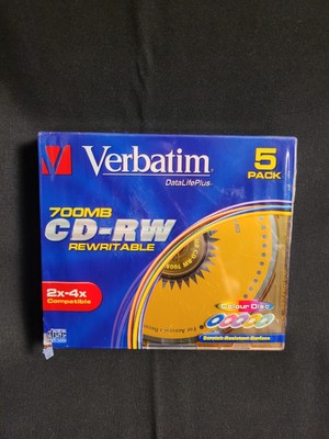 Verbatim CD-RW 700MB Kratzfest mit Farboberfläche 5er Pack
